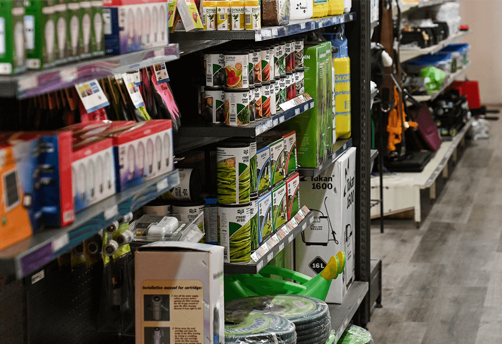 shelves stocked with products