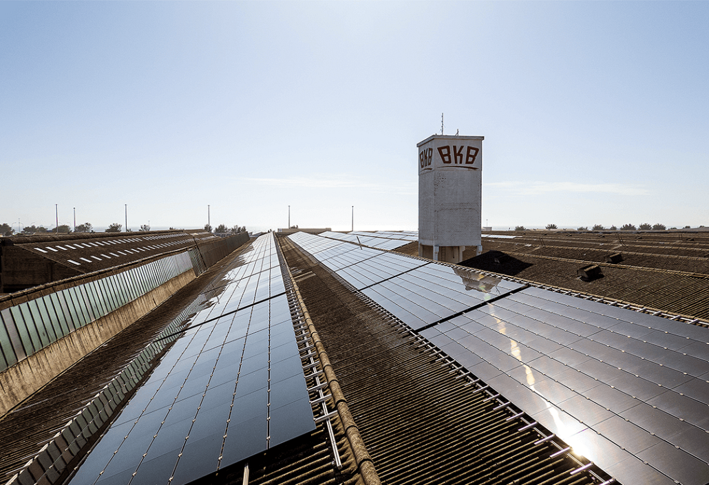 solar panels on roof