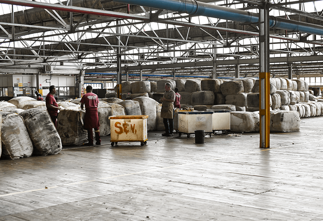 bales of wool in wool store